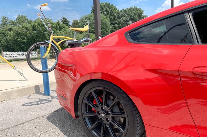 Bike rack for mustang with online spoiler